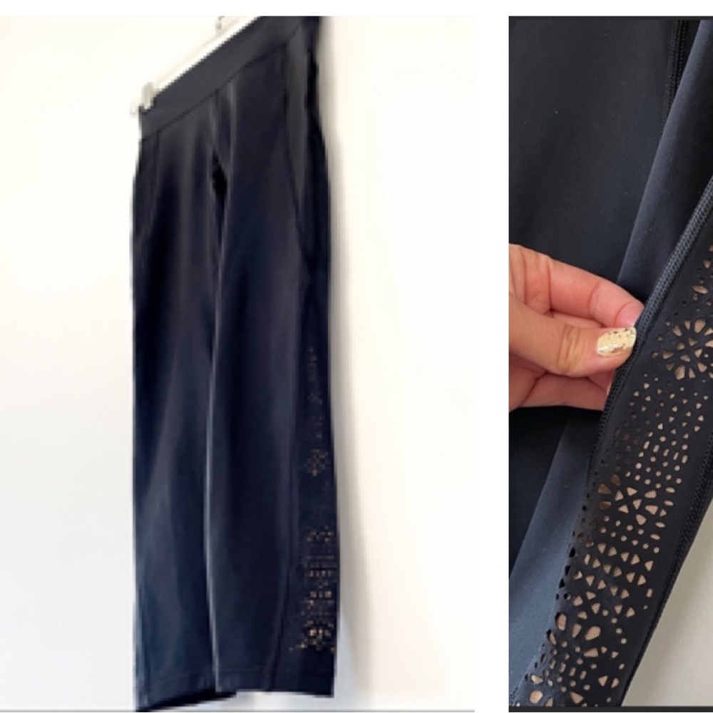 Gap Fit black leggings with side laser cut detail size small crop length